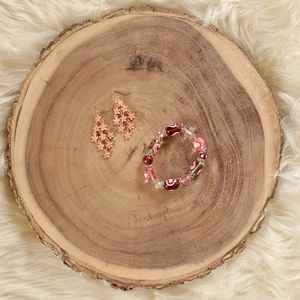 Flower earrings and Valentines bracelet